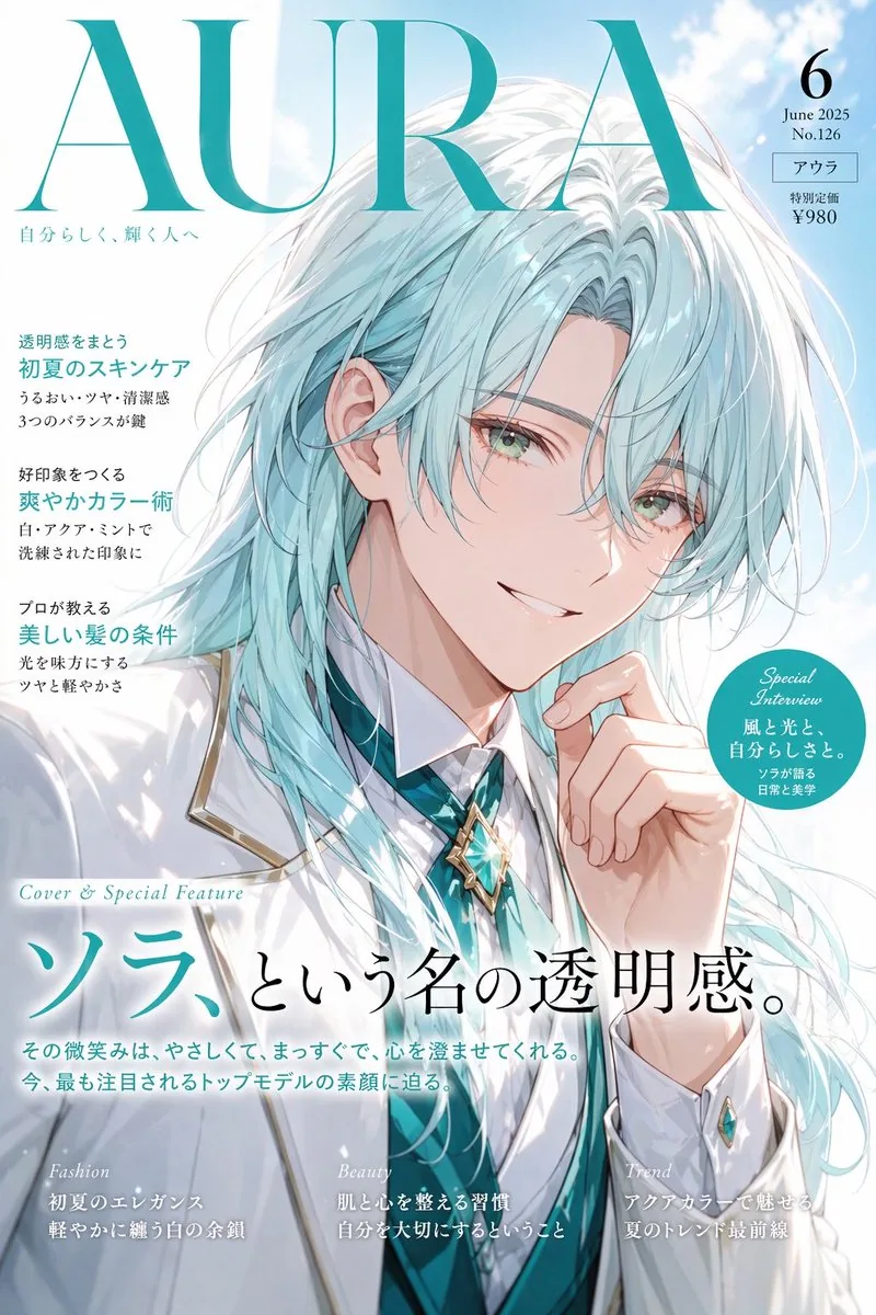 Japanese Aqua Fashion Magazine Cover reference