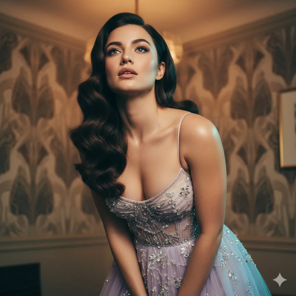 Cinematic Editorial Fashion in Lavender Couture Gown - Nano Banana Pro AI Prompt for Product Marketing reference