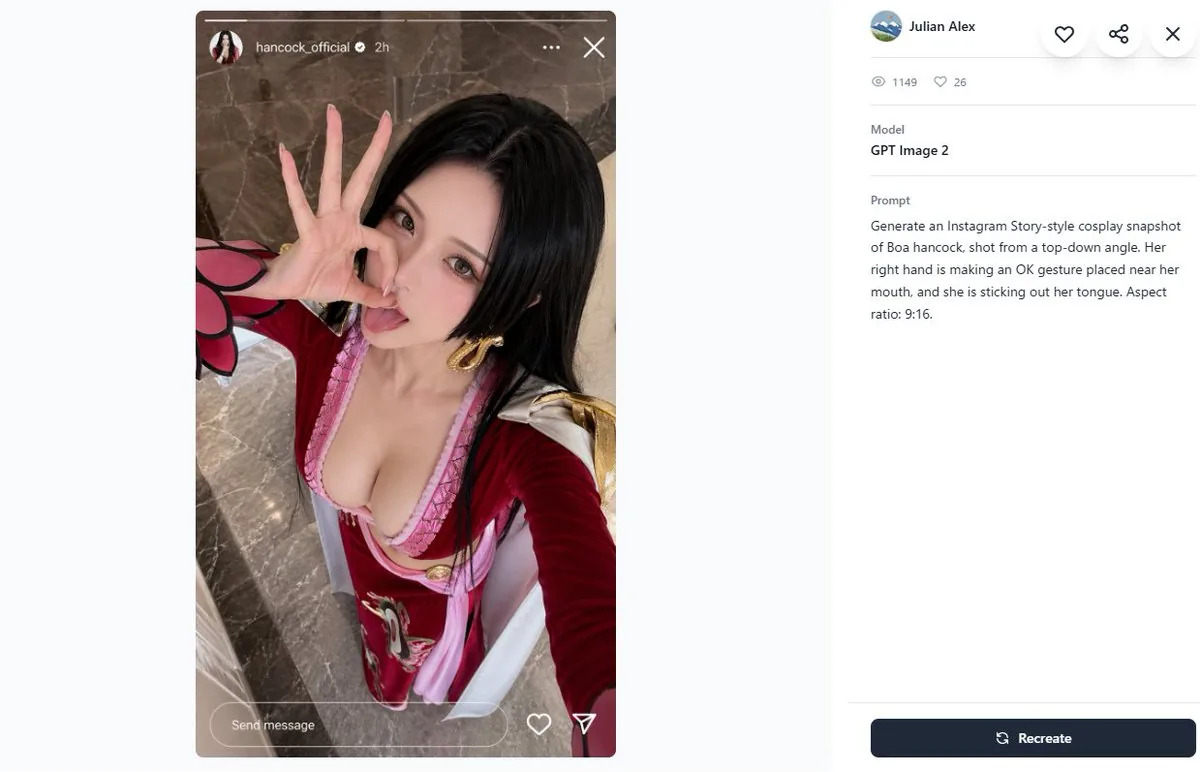 Cosplay Prompt Gallery Screenshot reference