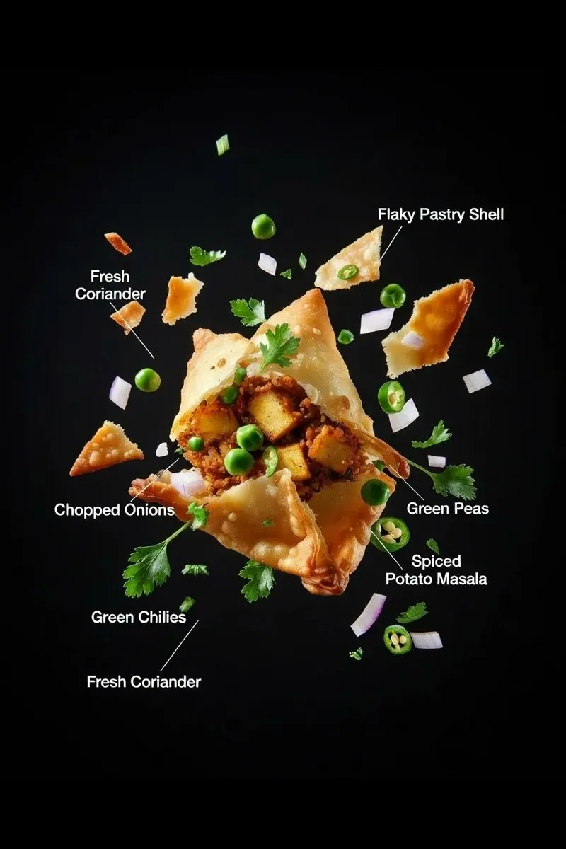 Ultra-realistic Food Advertisement Shot of an Indian Samosa reference