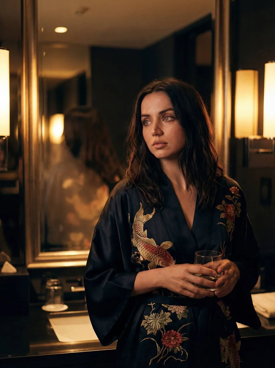 Celebrity Kimono Series in Cinematic Lighting - Nano Banana Pro AI Prompt for Social Media Post reference