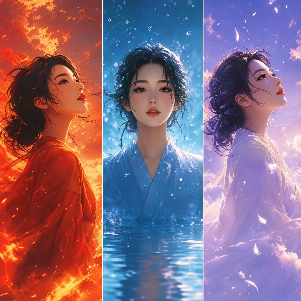 Elemental Worlds Triptych Artwork reference