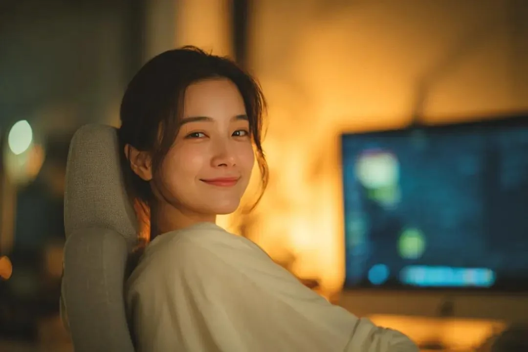 Cozy Cinematic Home Workspace Portrait reference