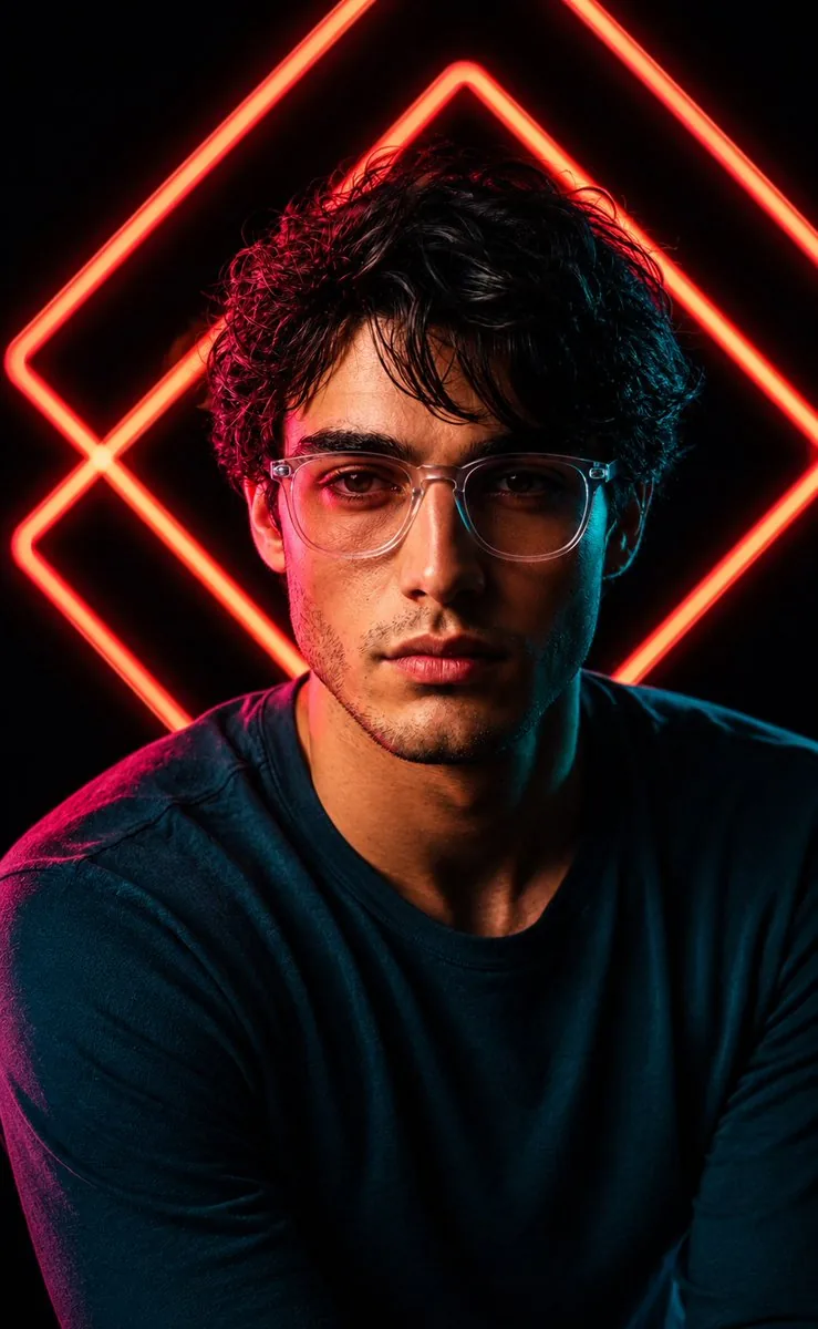 Red Neon Geometric Portrait reference