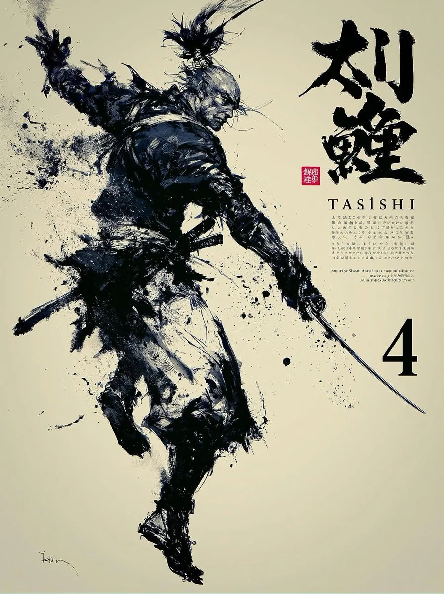 Sumi-e Samurai Poster Art reference