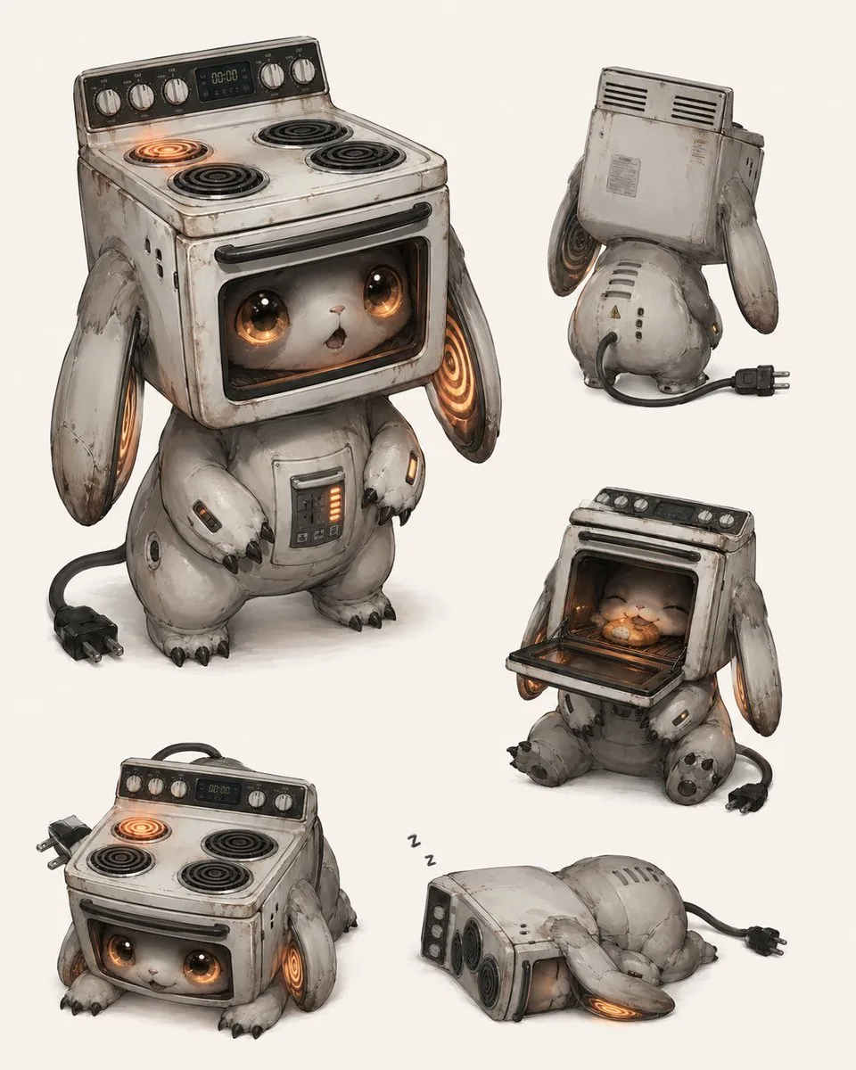 Vintage Stove Bunny Creature Sheet reference