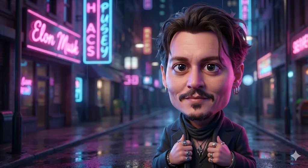 3D Neon Caricature Prompt (Pixar Style) reference