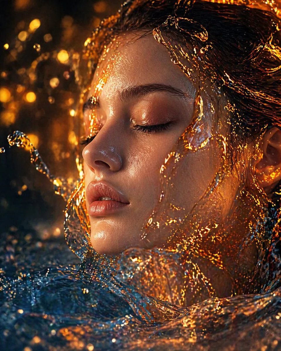 Surreal Molten Gold Liquid Portrait reference