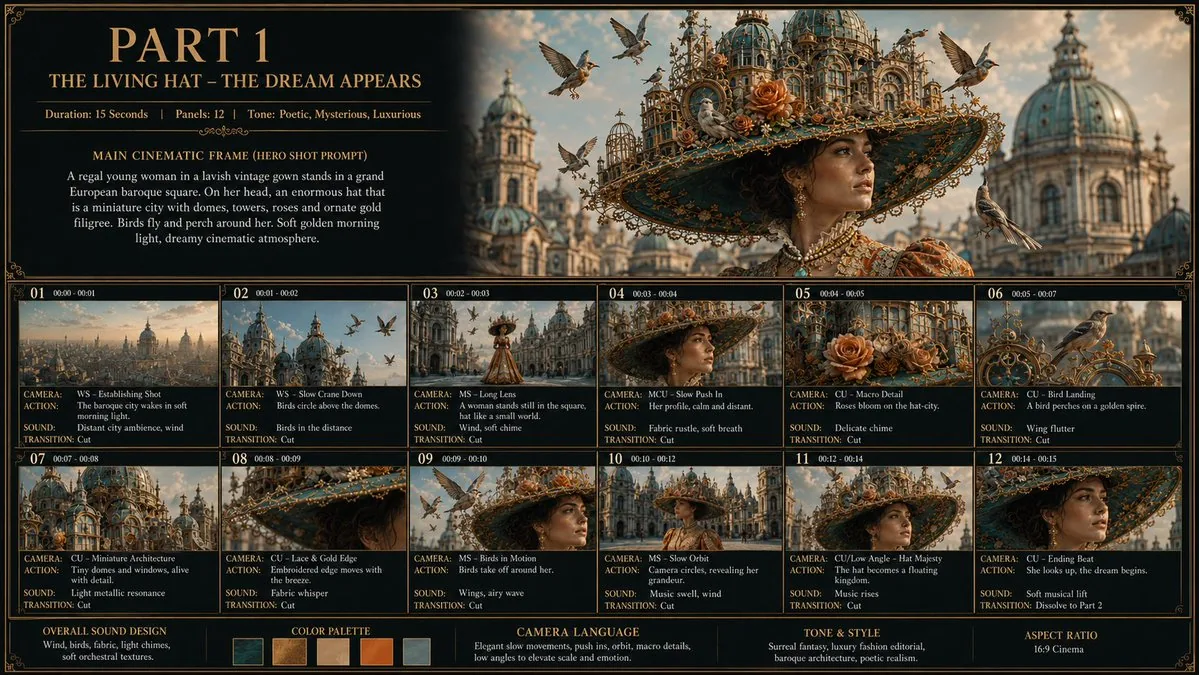 Living Hat Cinematic Storyboard reference