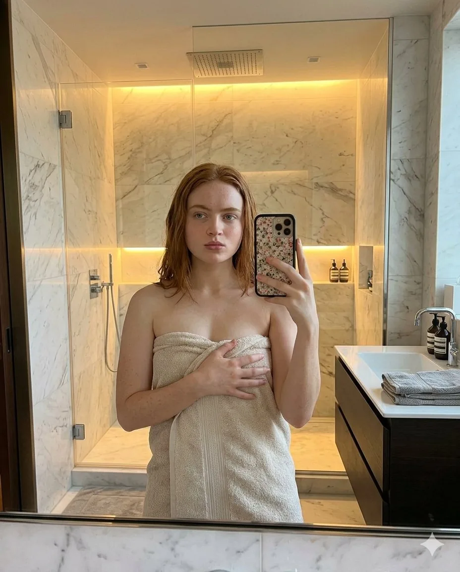 Modern Bathroom Mirror Selfie - Nano Banana Pro AI Prompt for Social Media Post reference