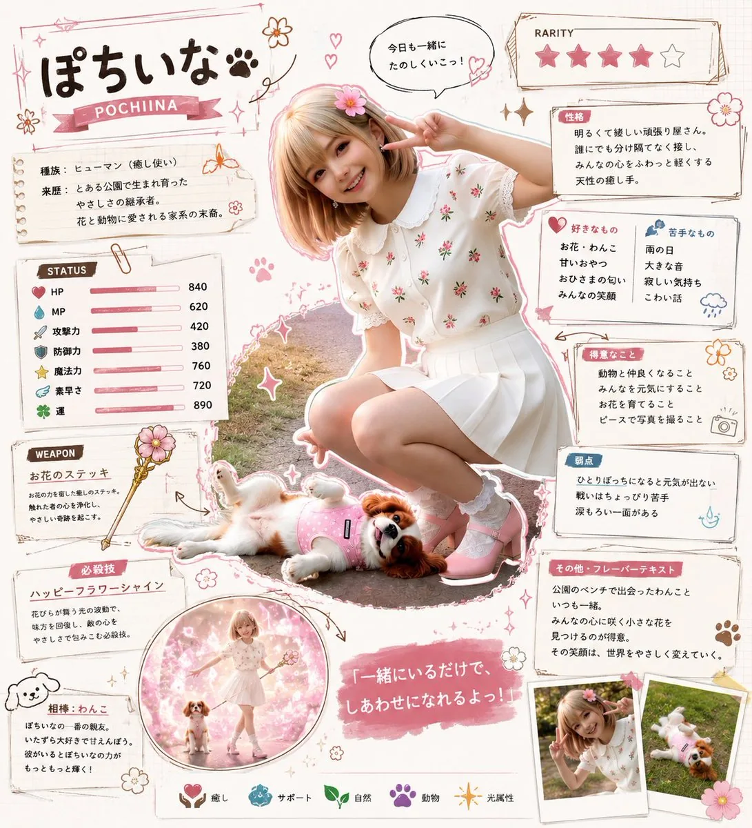 Kawaii RPG Character Profile Sheet reference