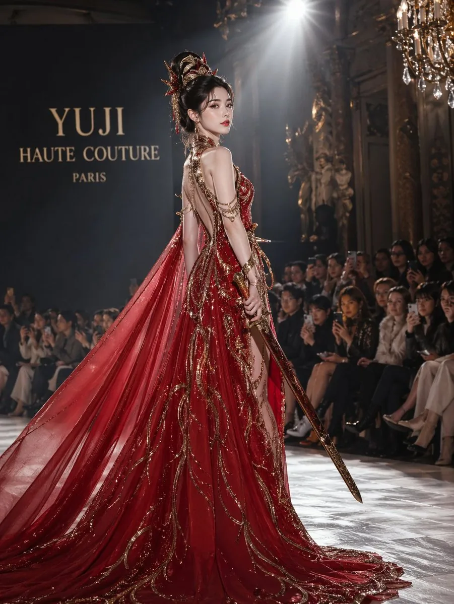 High fashion dress show prompt reference