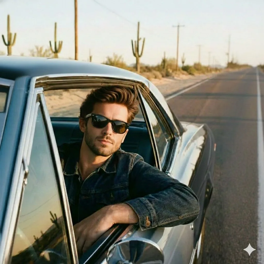 Cinematic Road Trip Portrait Prompt - Nano Banana Pro AI Prompt for Social Media Post reference