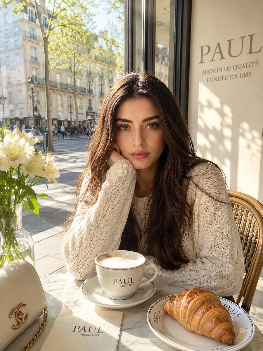 Luxury Parisian Cafe Fashion Photo reference