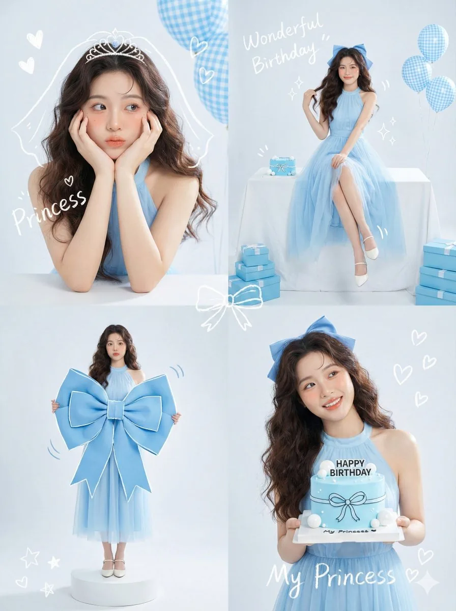 Korean Idol Birthday Collage with Doodles - Nano Banana Pro AI Prompt for Social Media Post reference