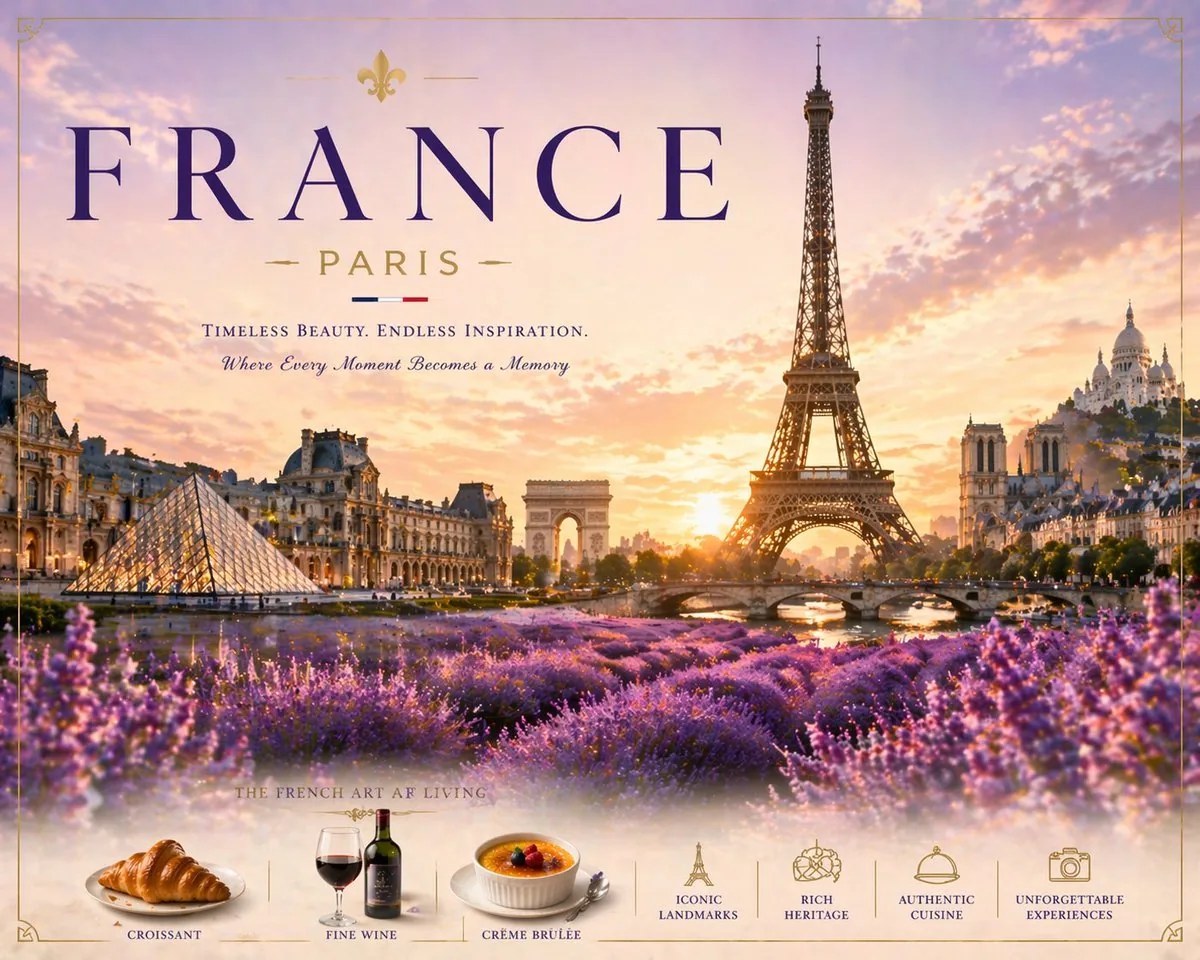 Romantic Paris Travel Poster reference