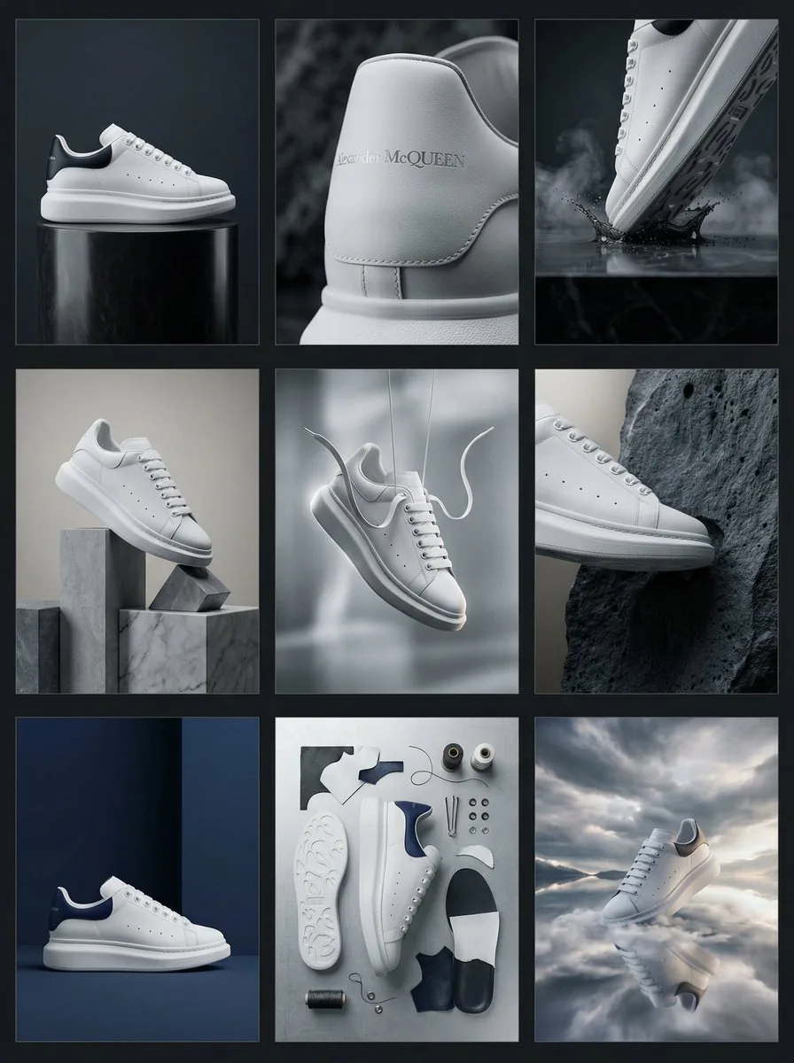 Alexander McQueen Sneaker Commercial Grid Prompt (3x3) reference
