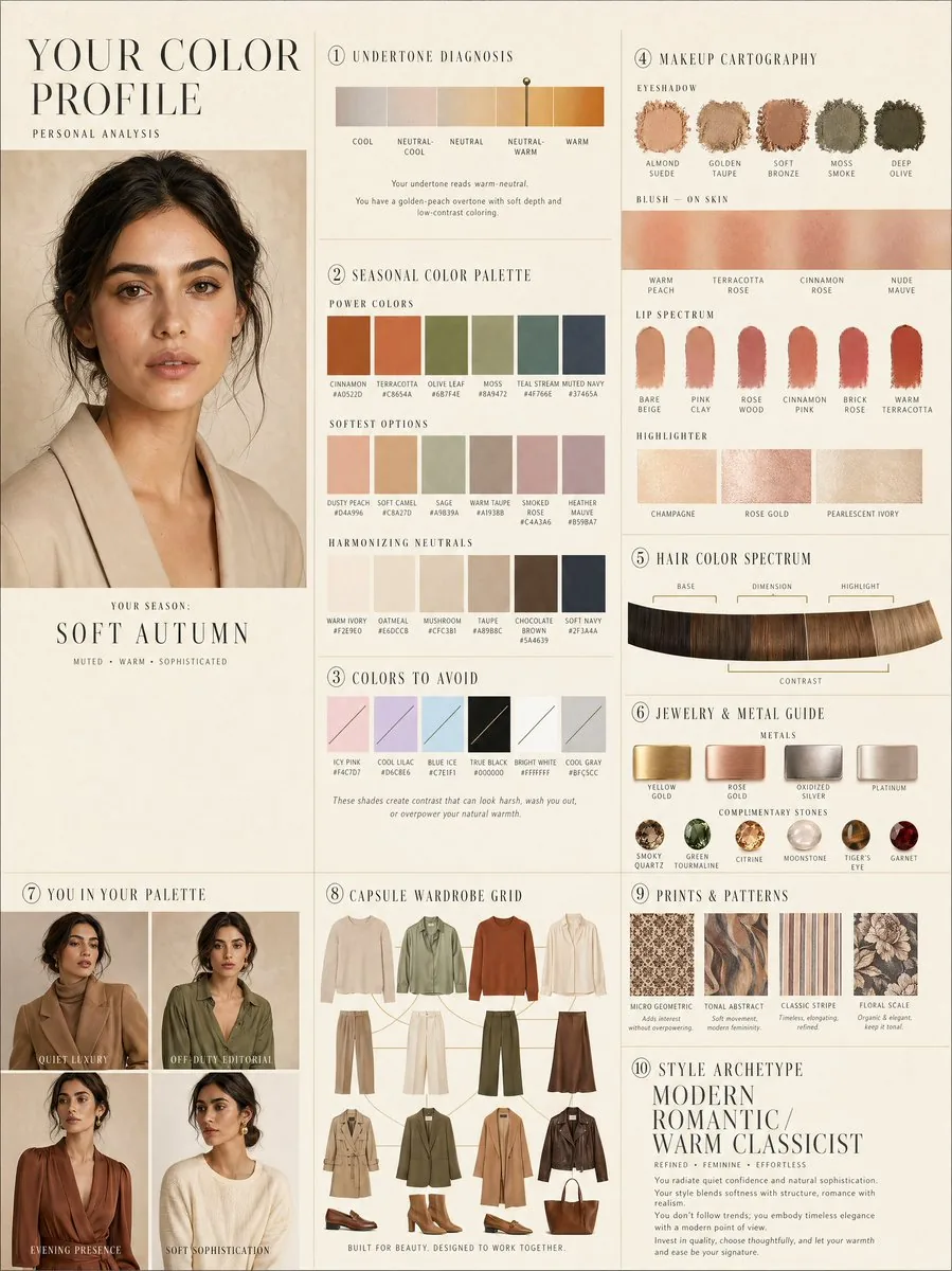 Luxury personal color profile layout reference