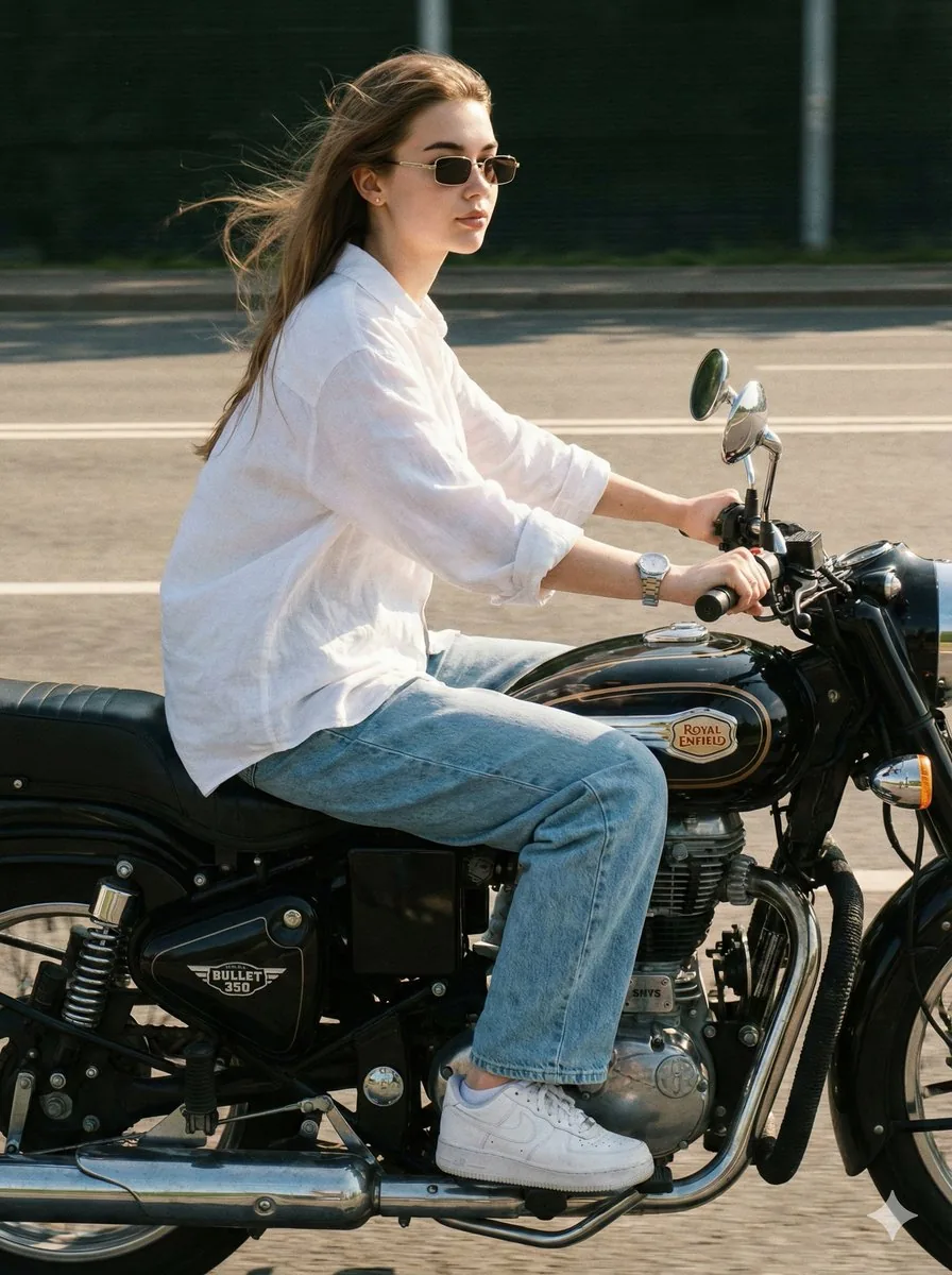 Identity-Locked Motorcycle Ride Photo - Nano Banana Pro AI Prompt for Social Media Post reference