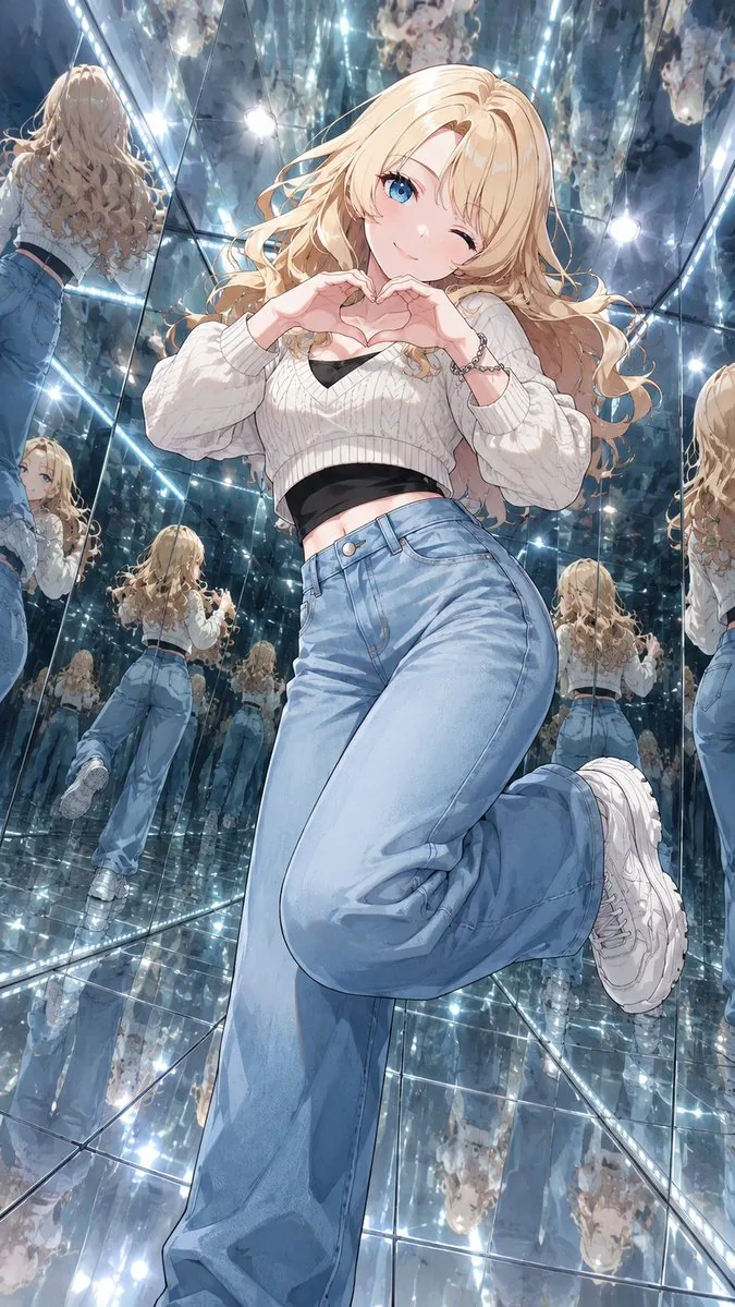 Anime Girl in Mirror Room reference