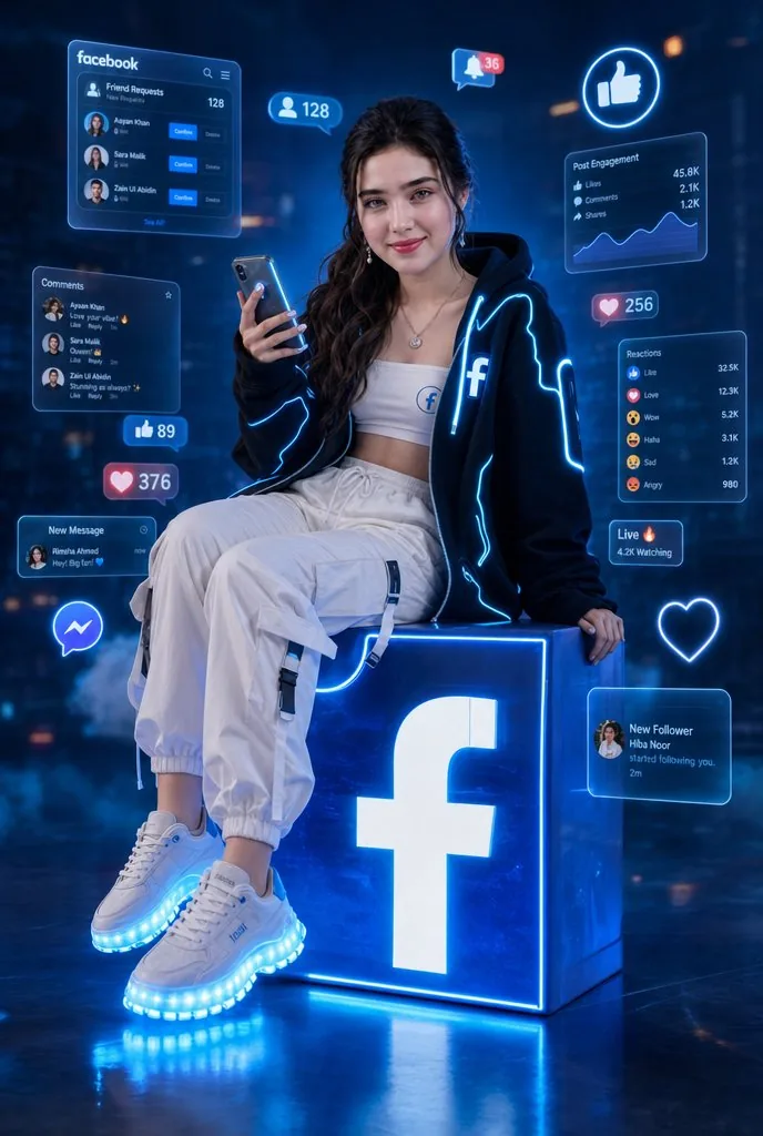 Neon Facebook Influencer Portrait reference
