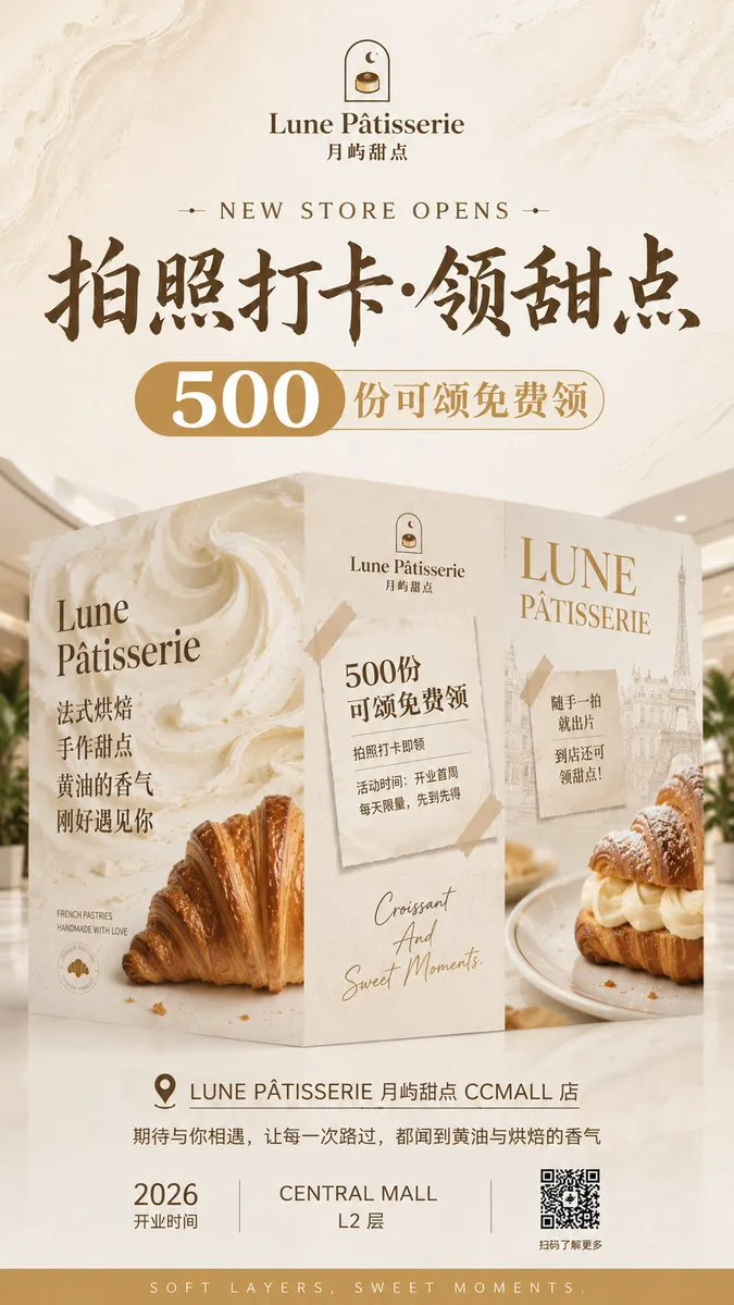 French Patisserie Opening Hoarding Poster reference