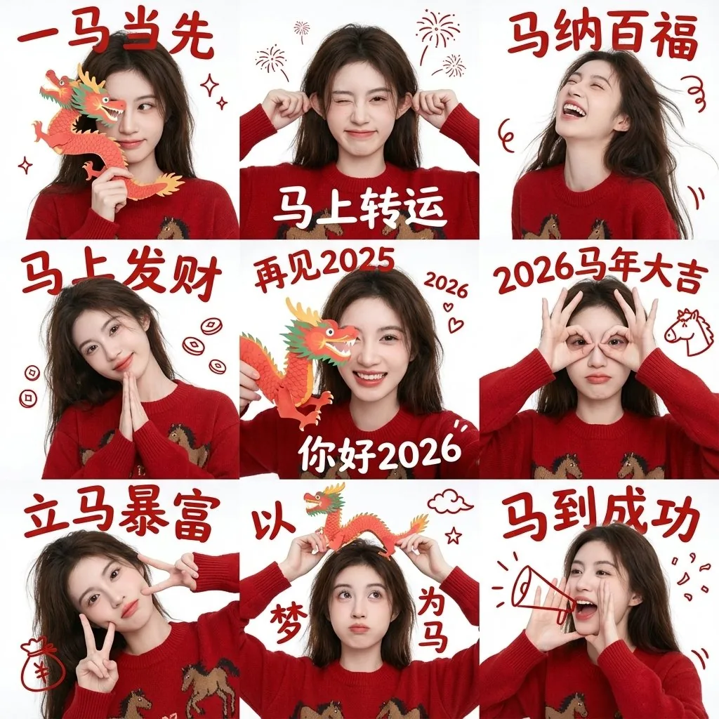 Chinese New Year Blessing Portrait Grid reference