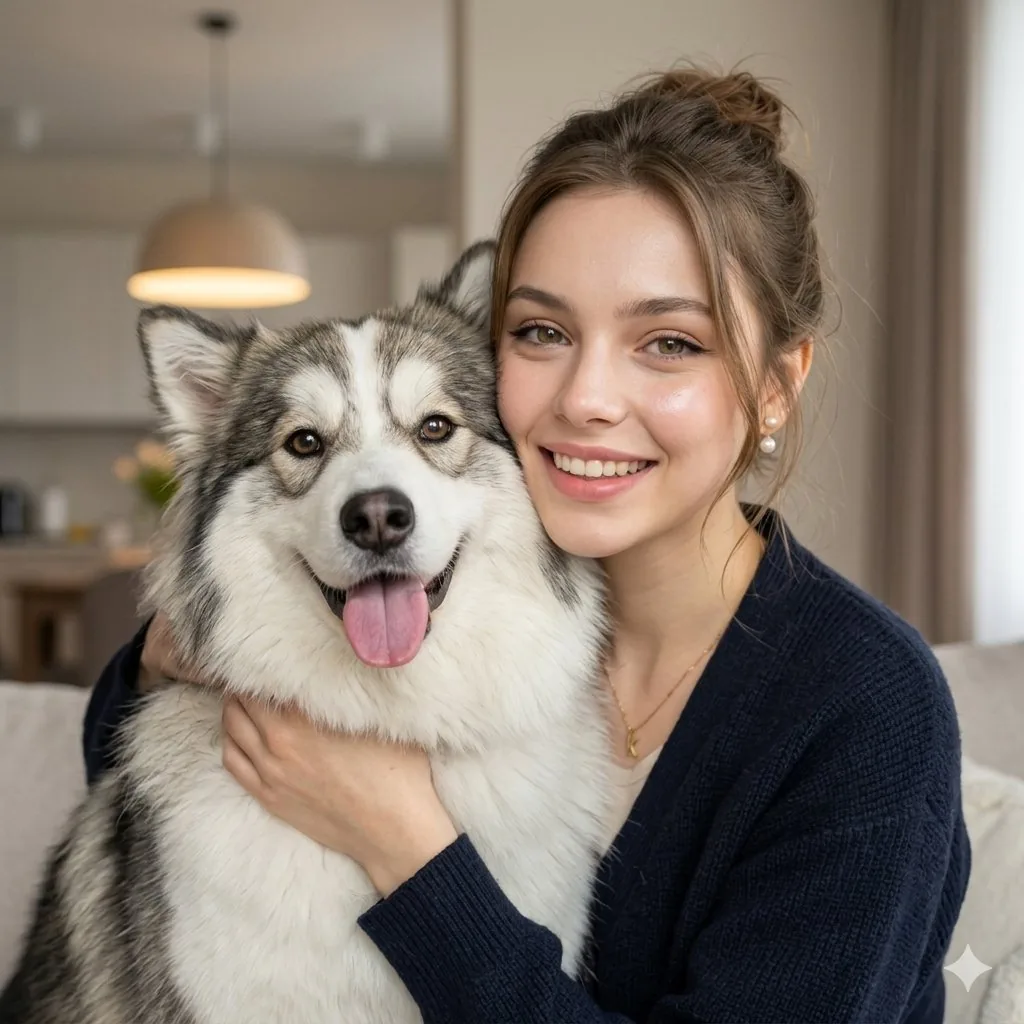 Candid Indoor Portrait with Pet reference