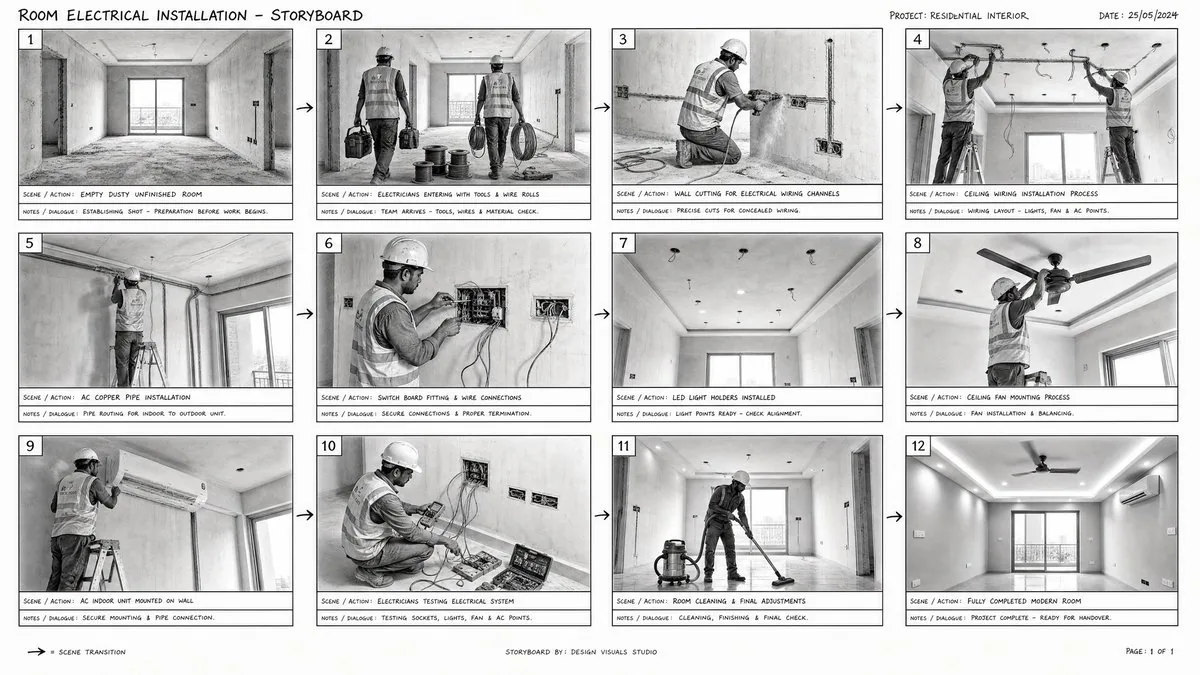 Room Installation Storyboard Sheet reference