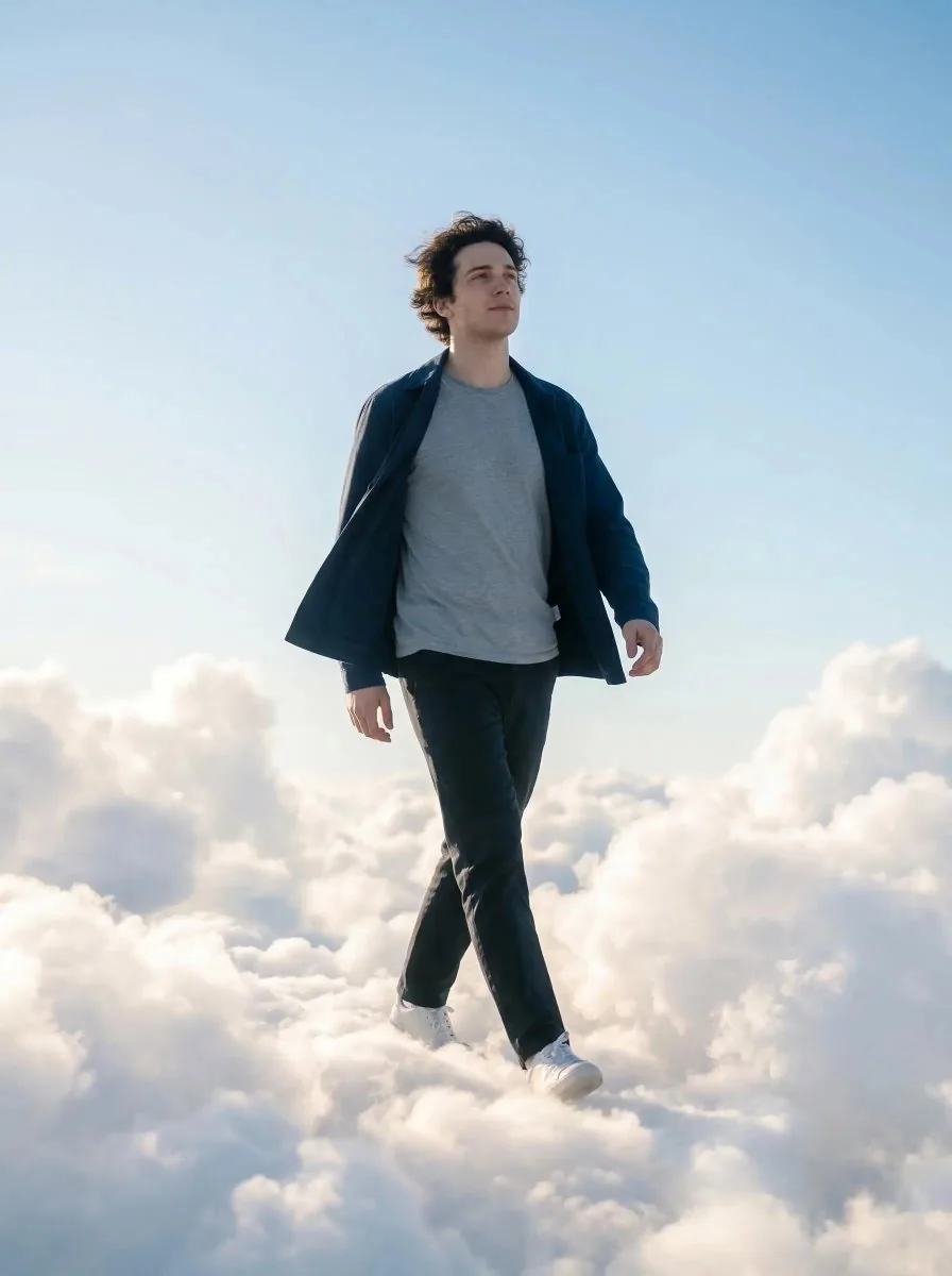 Dreamy Cinematic Cloud Walk Prompt for Nano Banana 2 reference