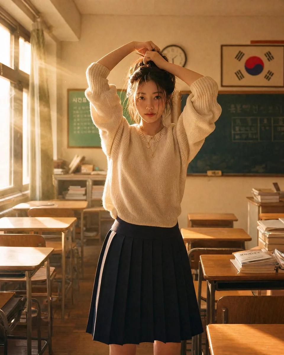 Korean Classroom Aesthetic Portrait reference