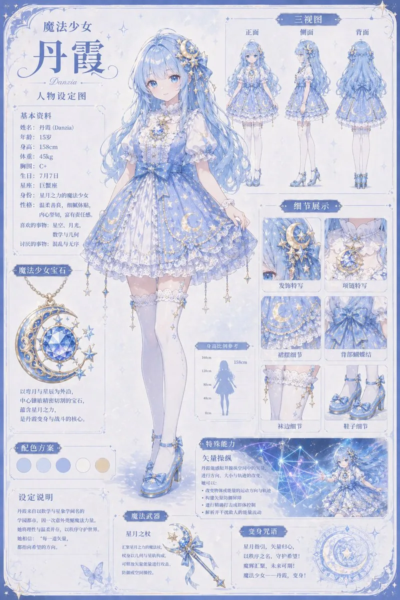 Celestial Magical Girl Reference Sheet reference