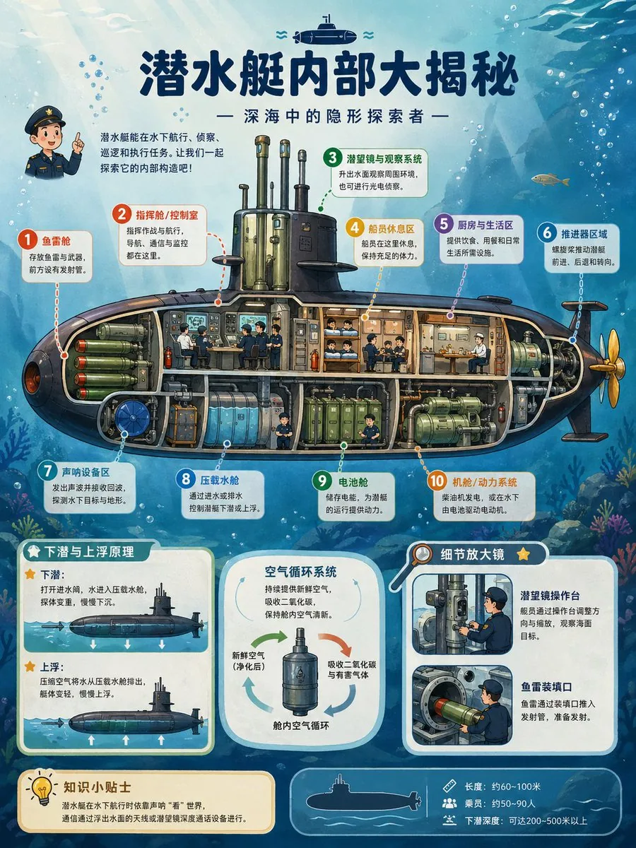 Submarine Cutaway Encyclopedia Poster reference
