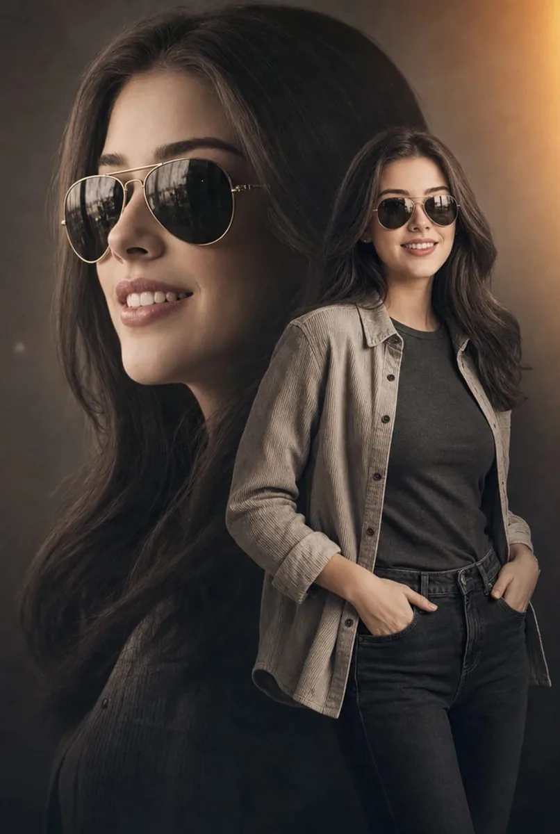 Cinematic Double Exposure Fashion Portrait reference