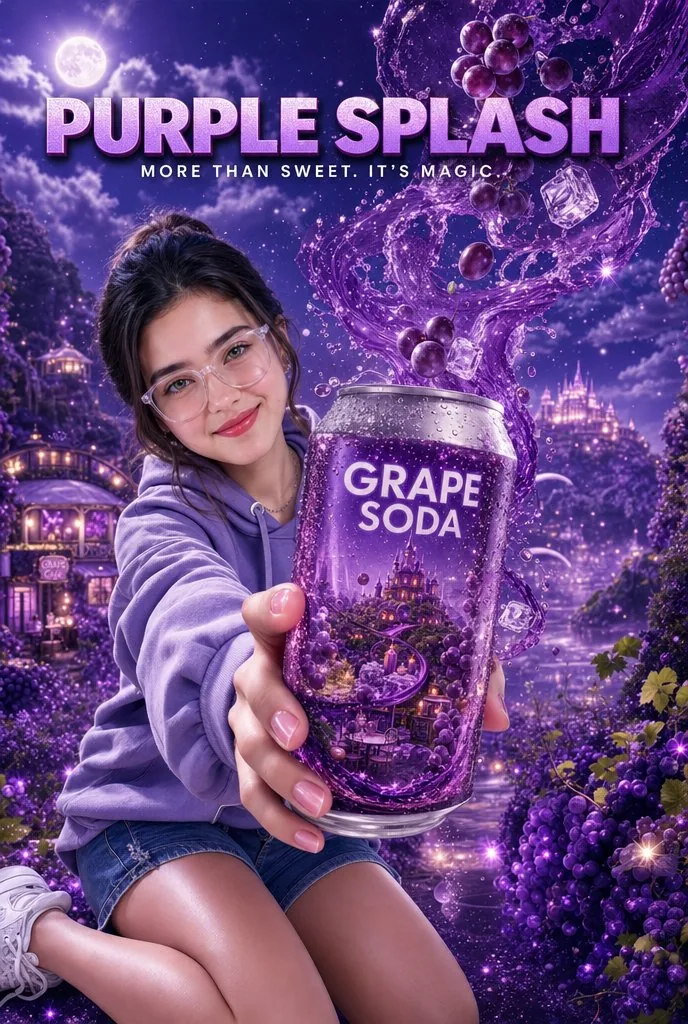 Purple Fantasy Grape Soda Ad reference