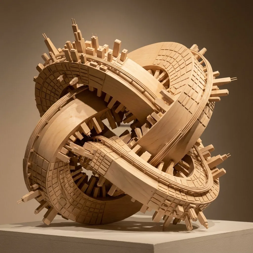 Wooden Impossible City Knot reference
