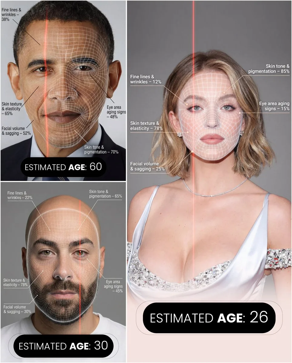 Futuristic facial age-checker infographic portrait - Nano Banana Pro AI Prompt for Infographic / Edu Visual reference