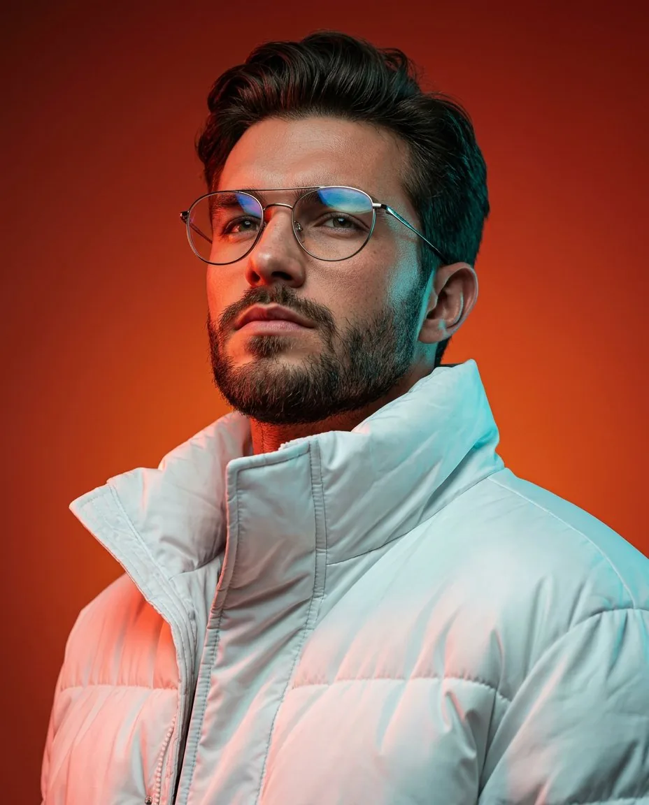 Cinematic Portrait with Dual-Color Lighting - Nano Banana Pro AI Prompt for Product Marketing reference