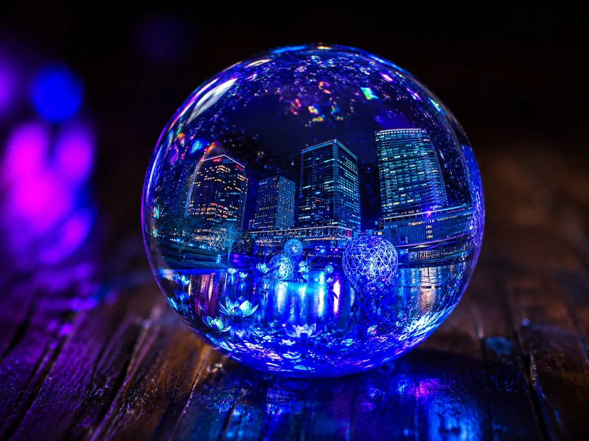 Glowing UV Resin City Orb reference