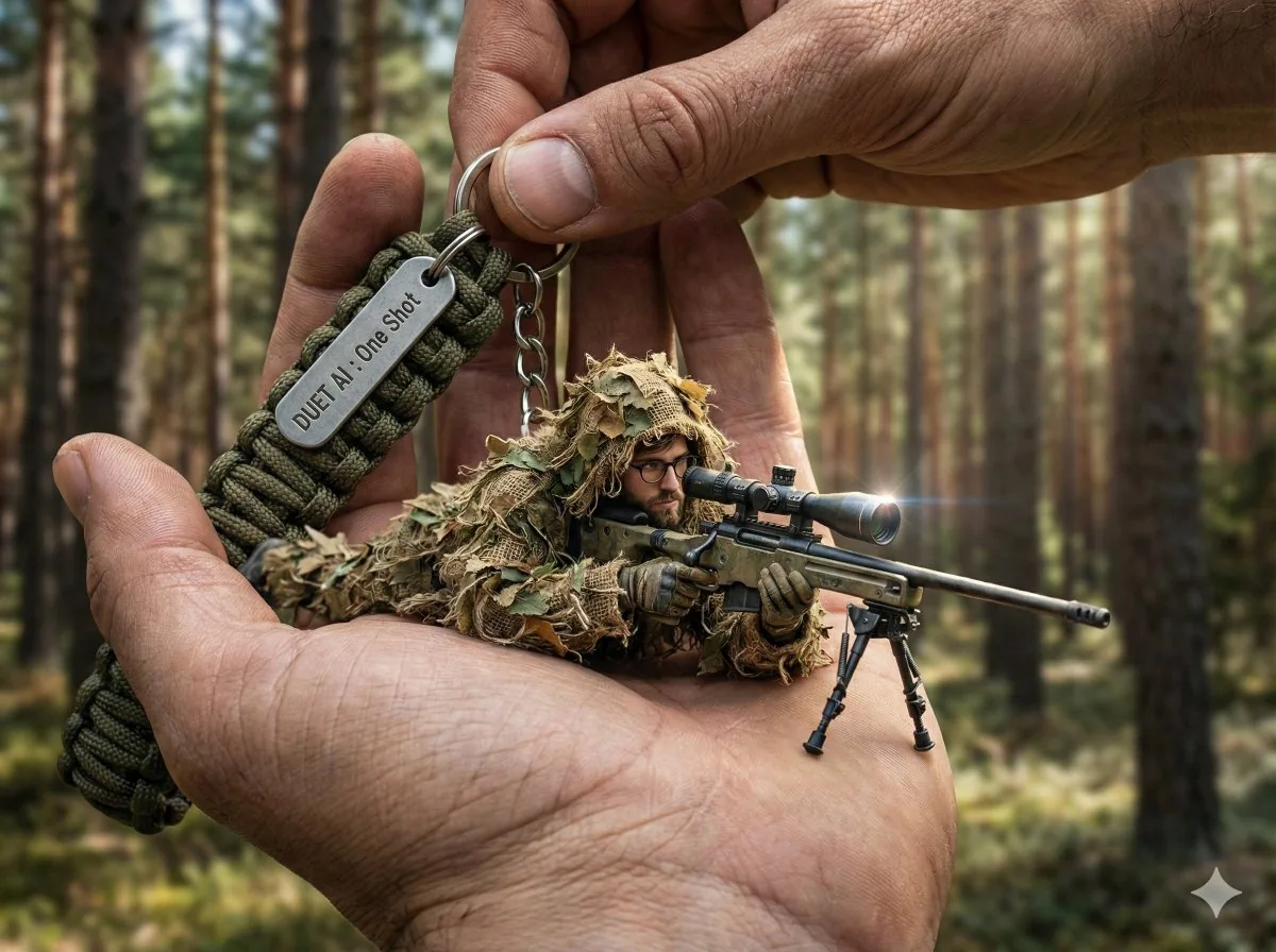 Macro Shot of Miniature Sniper Scene reference