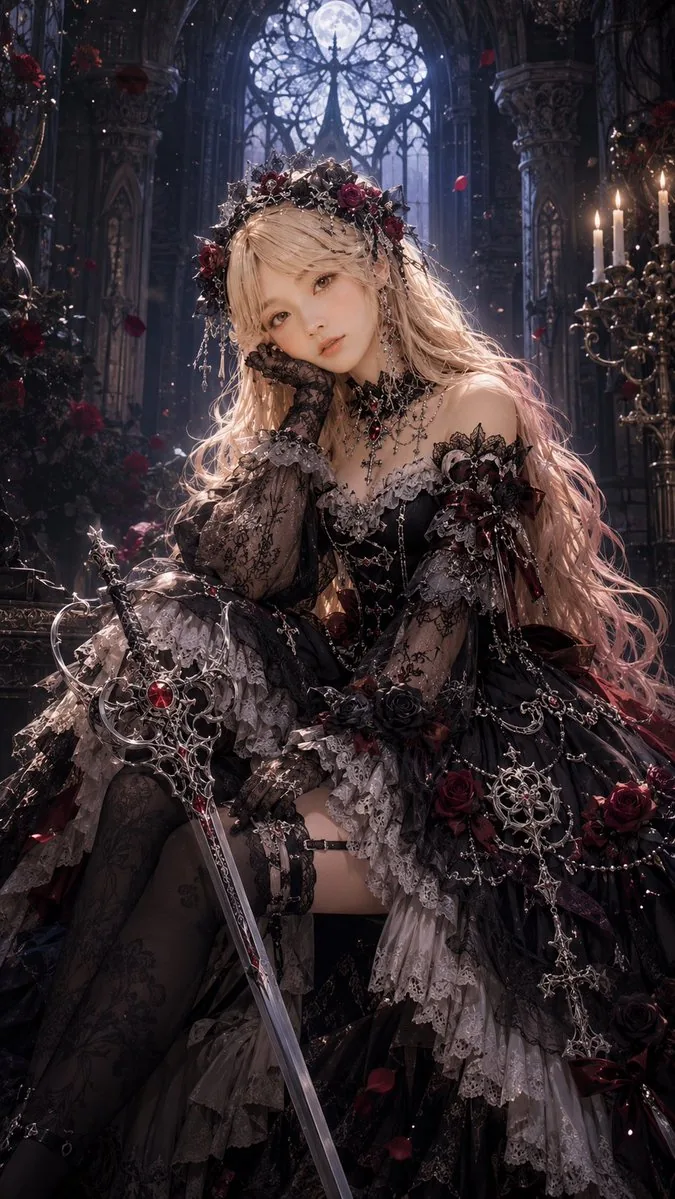 Elegant Gothic Lolita Character Transformation reference