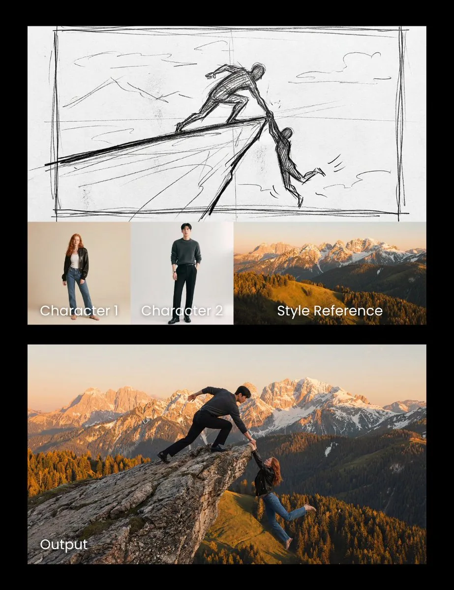 Realistic cliff rescue composite reference