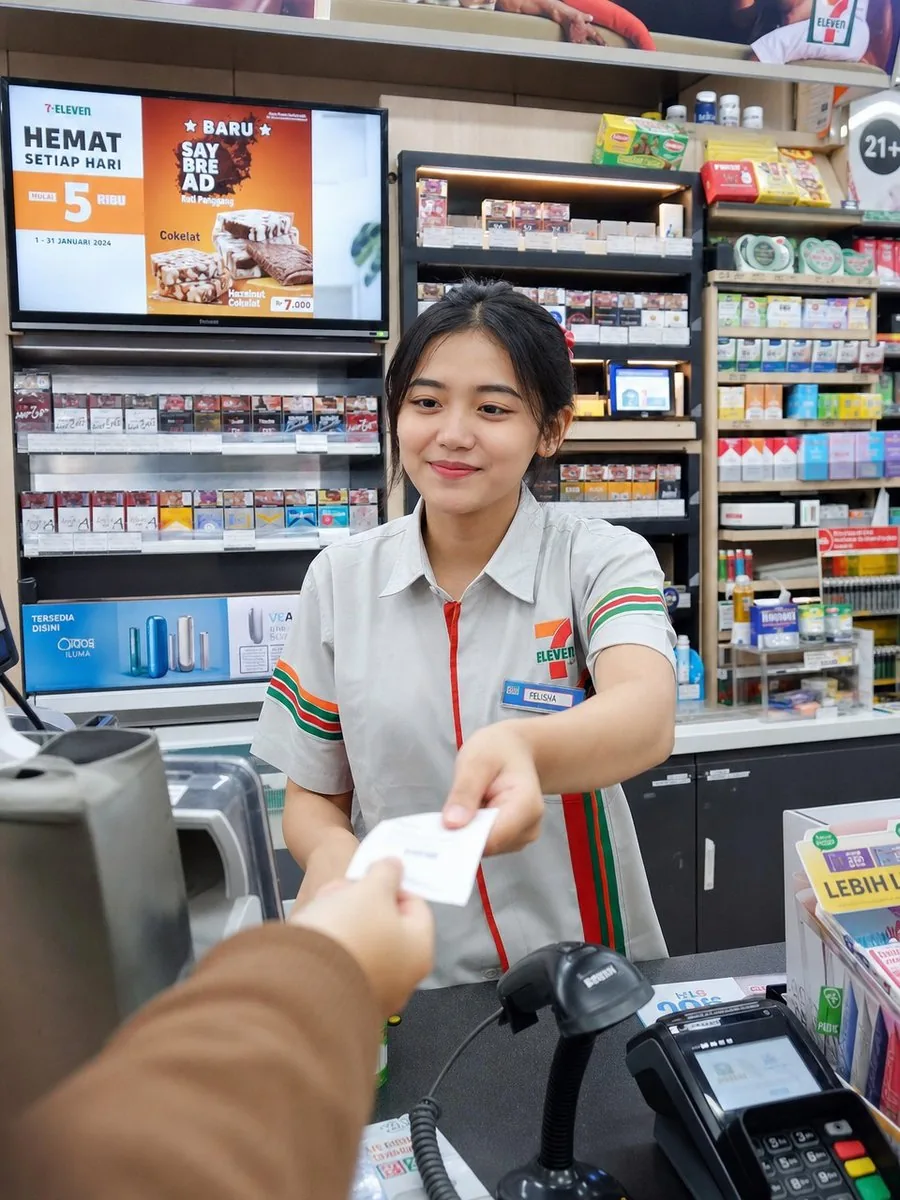 Photorealistic Convenience Store Cashier reference