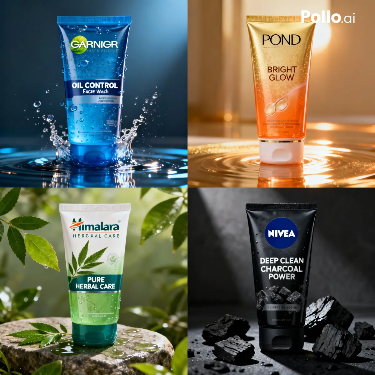 4-Panel Face Wash Ad Grid reference