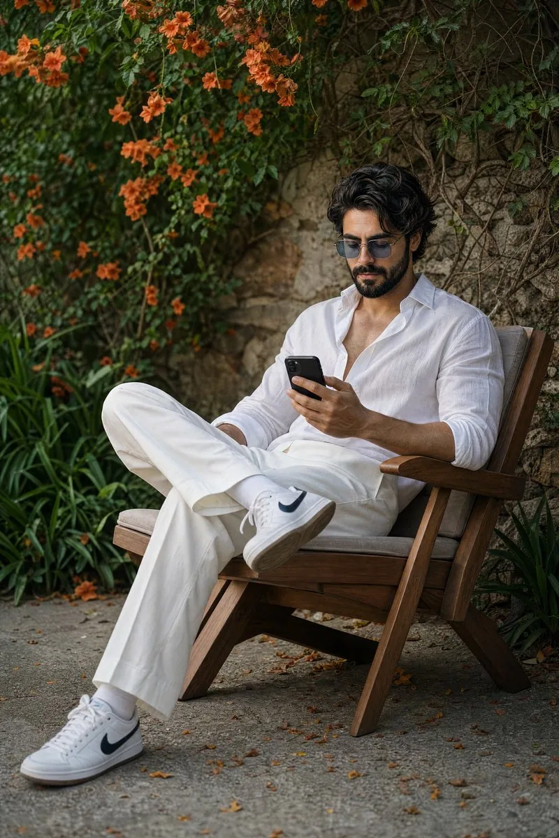 Stylish Man Garden Portrait reference