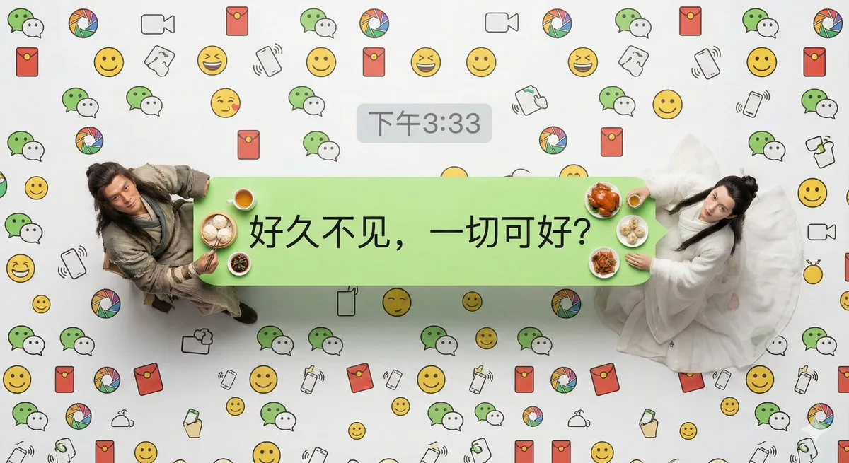 Hyper-Realistic Miniature Scene in a WeChat Chat Bubble reference