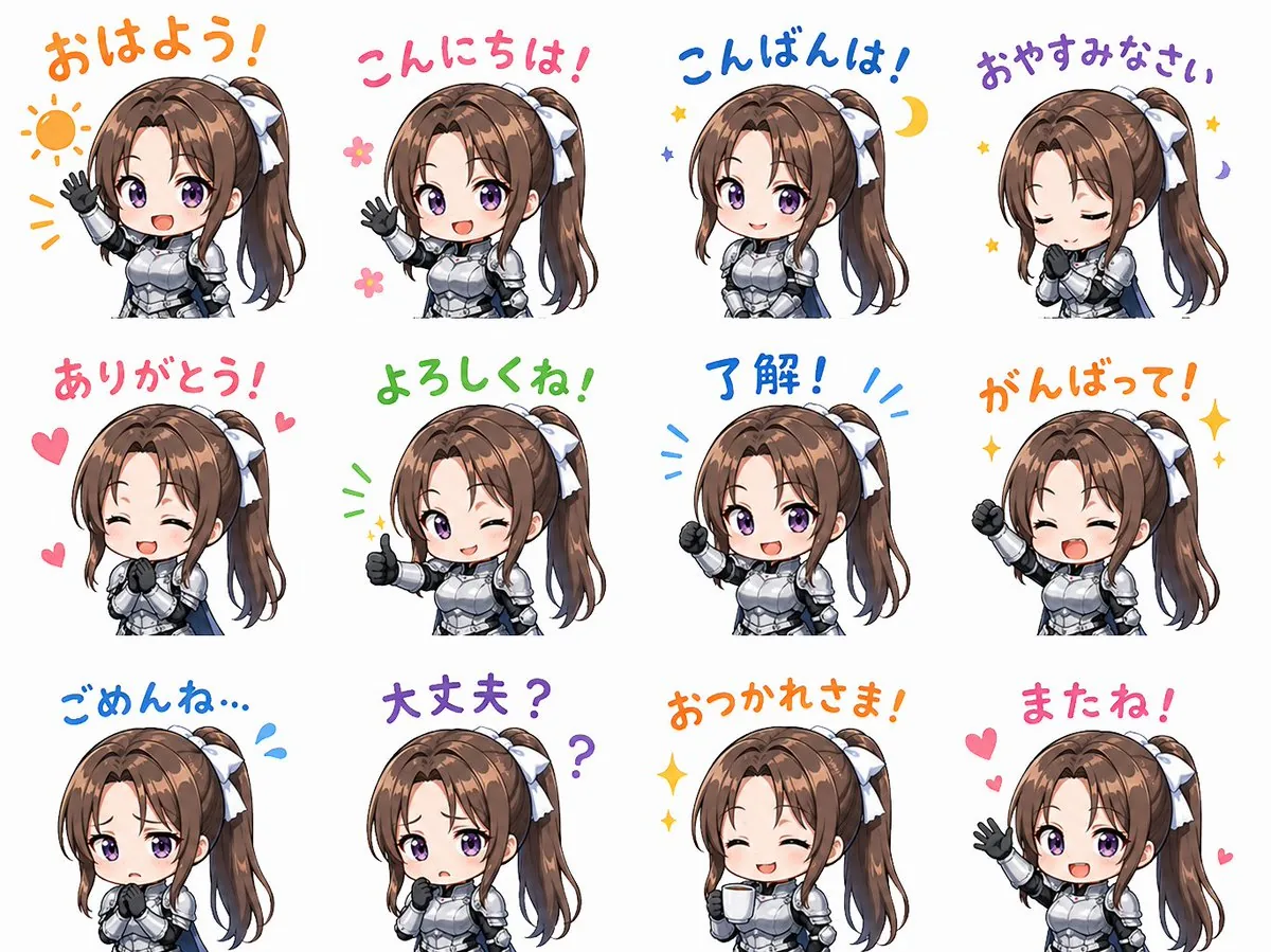 Chibi Knight Reaction Sticker Sheet reference