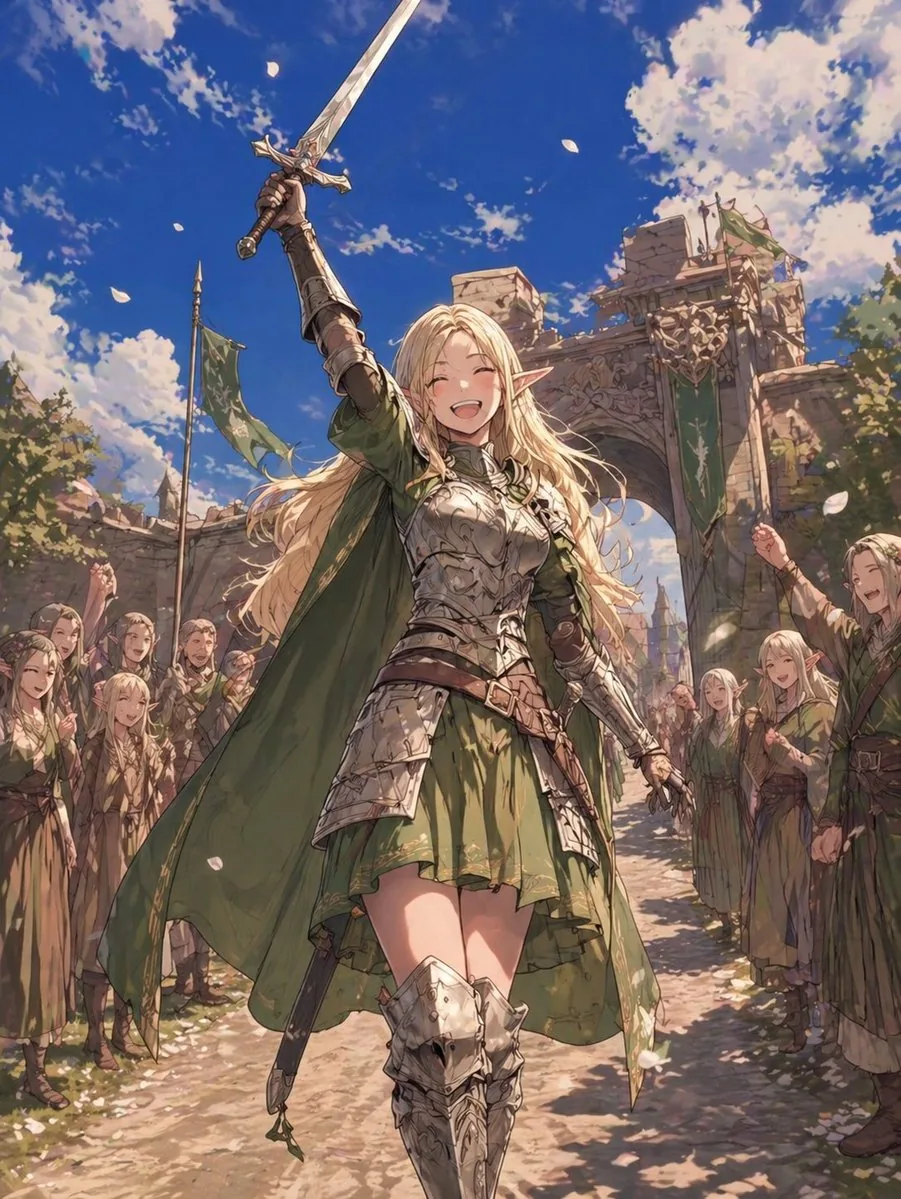 Elf Knight Victory Parade reference