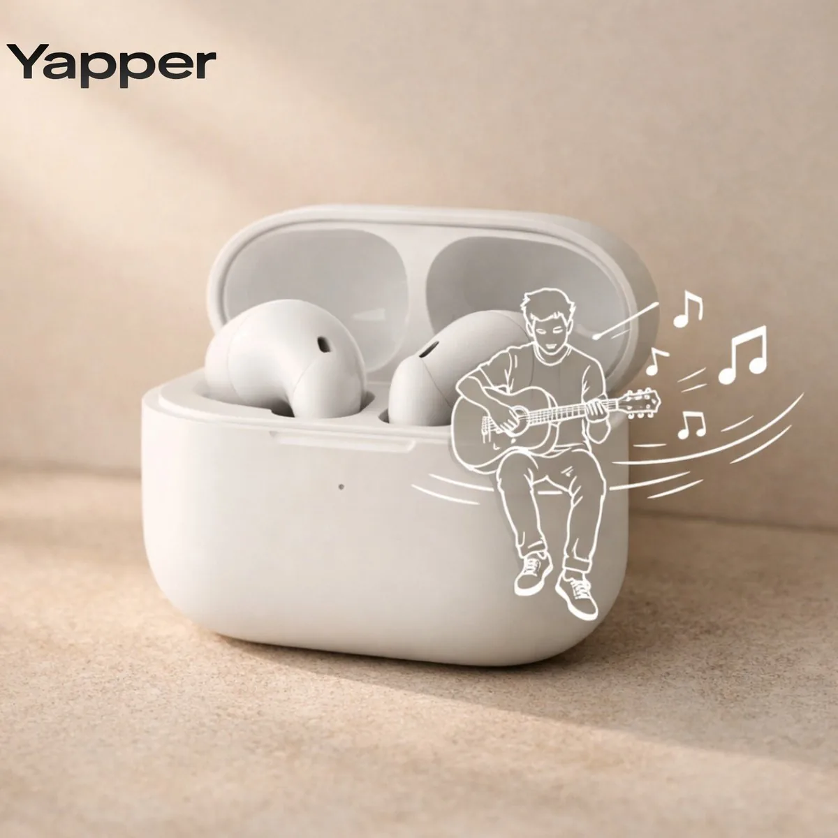 Minimalist Earbuds Product Photography with Line Art reference
