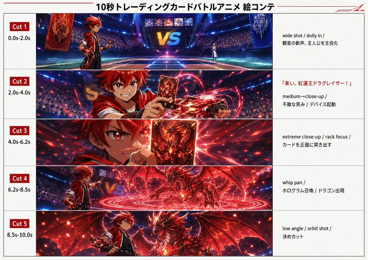 Trading Card Battle Anime Storyboard reference
